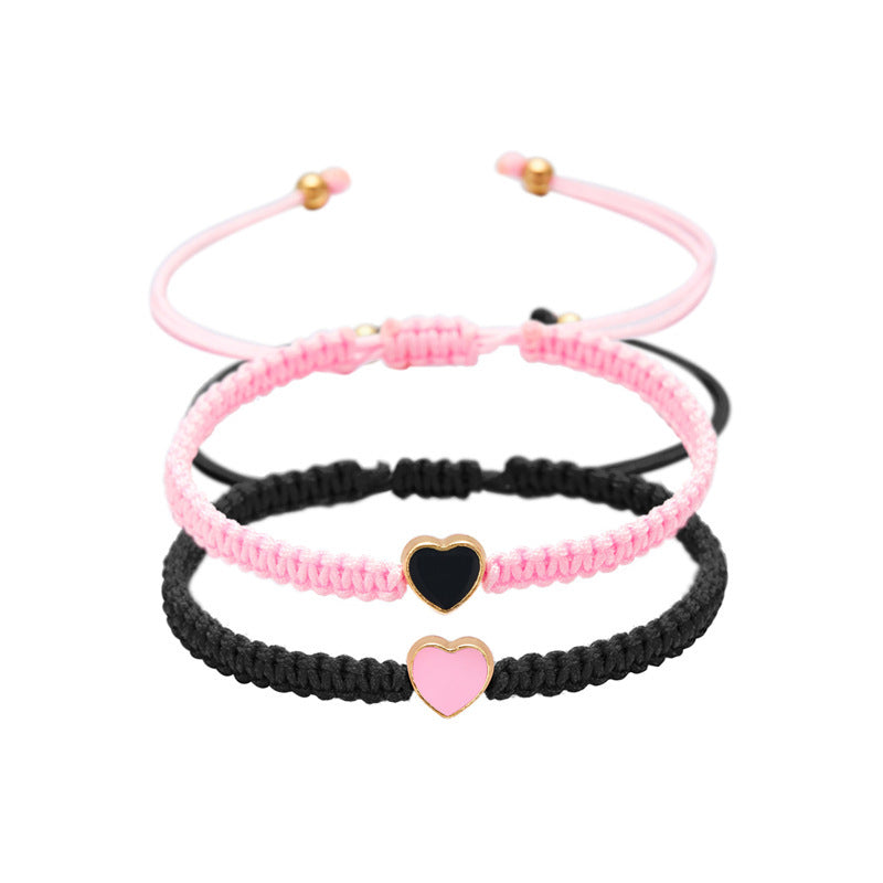 Women's & Men's Drop Oil Love Hand Woven Rope Fresh Bracelets