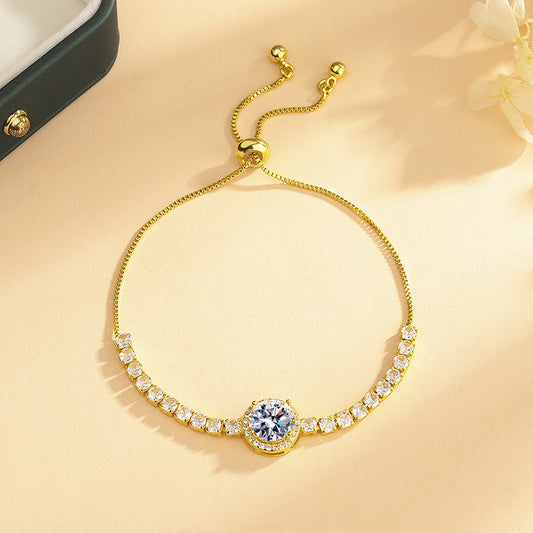 Women's Moissanite Round Bag Gold Adjustable Zircon Bracelets