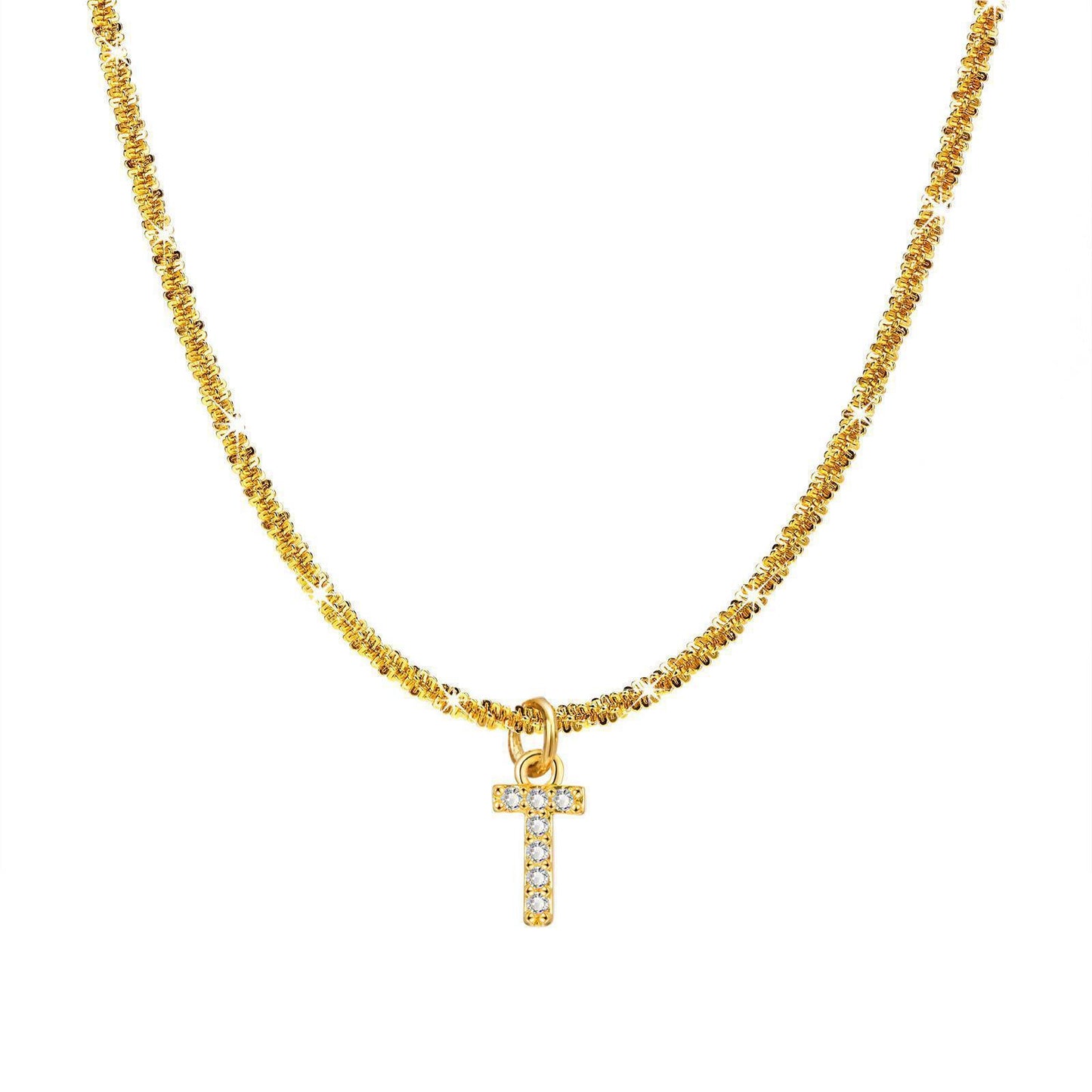 Steel Sparkling Female Inlaid Zirconium English Letters Clavicle Chain High Necklace