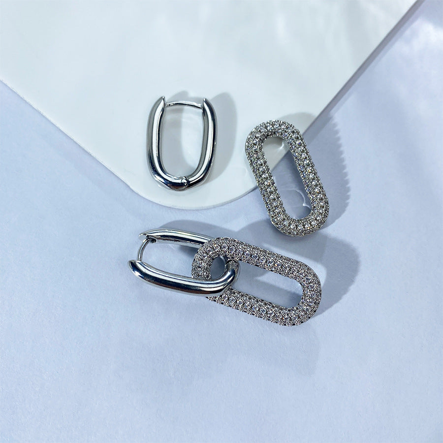 Simple Cold Style U-shaped With Multiple Wearing Methods Single Double Stud Earrings