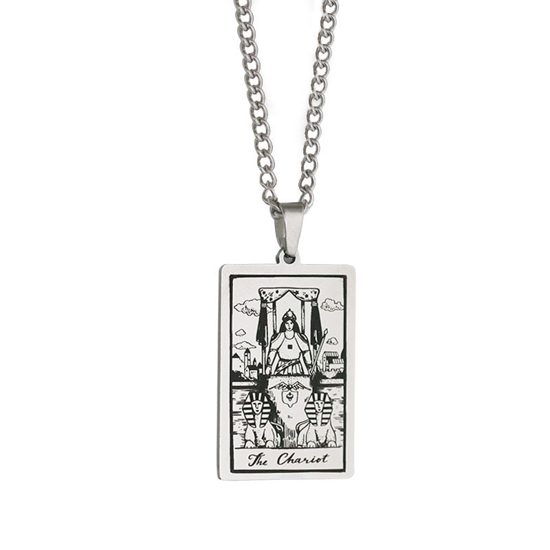 Zhang Tarot Titanium Steel Retro Rectangular Necklaces
