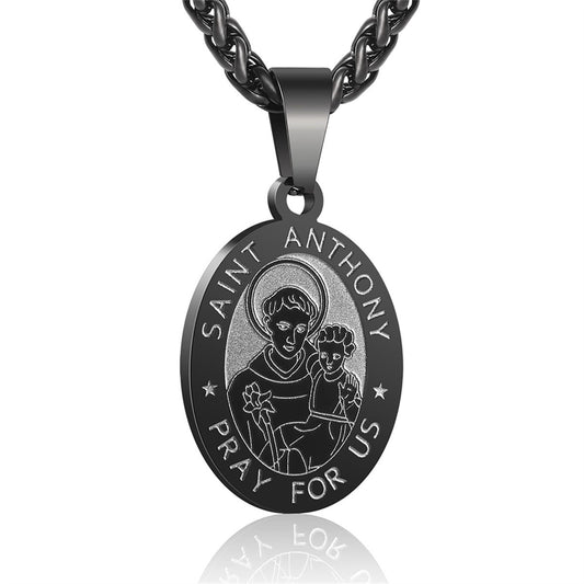 Women's & Men's Double-sided Portrait Medal Cross Stainless Steel Necklaces