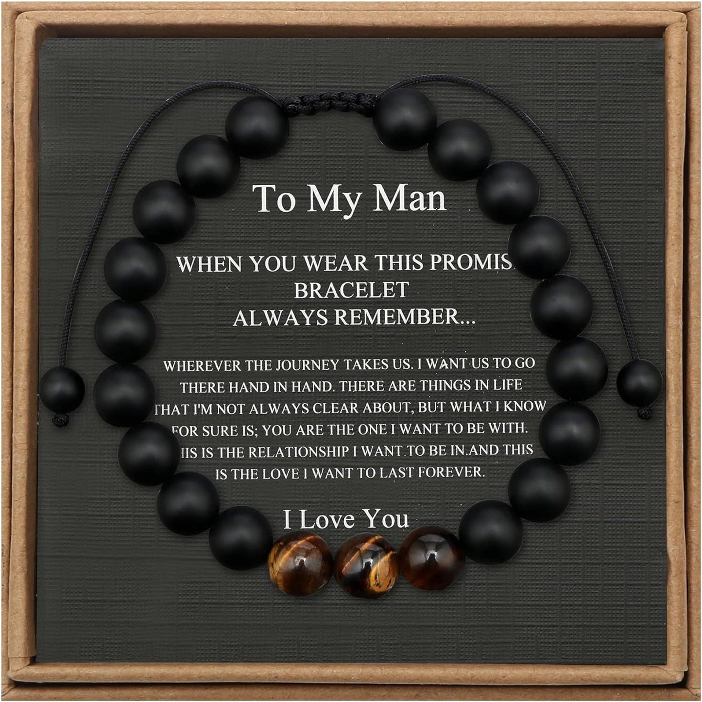 Men's Stone Tiger Eye Woven Adjustable Beaded Bracelet