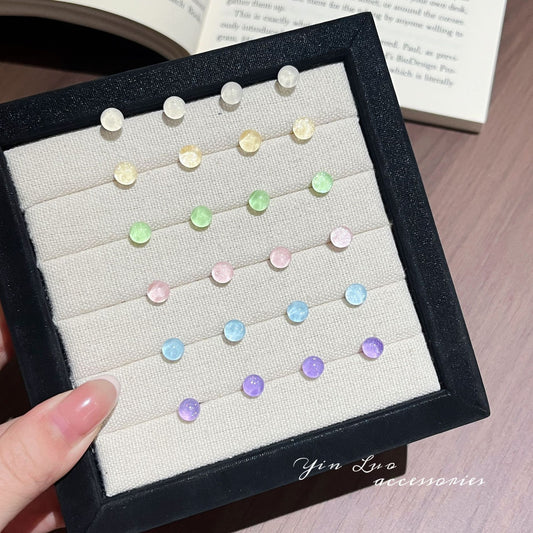 Plastic Needle Colorful Bubble Beads Dopamine Fresh Simple Compact Girly Stud Earrings