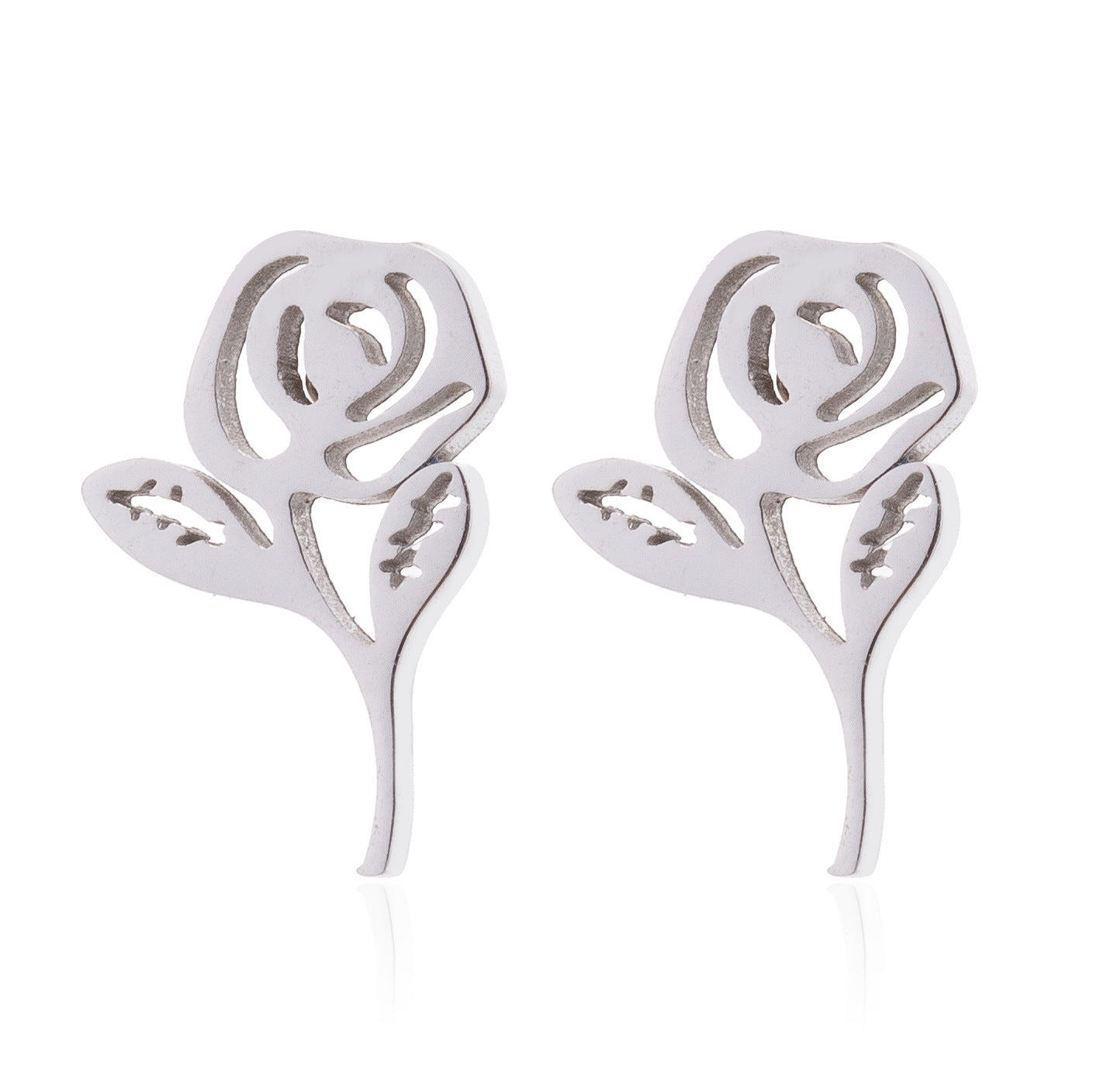 Lotus Ear Bone Hollow Origami Stainless Stud Earrings