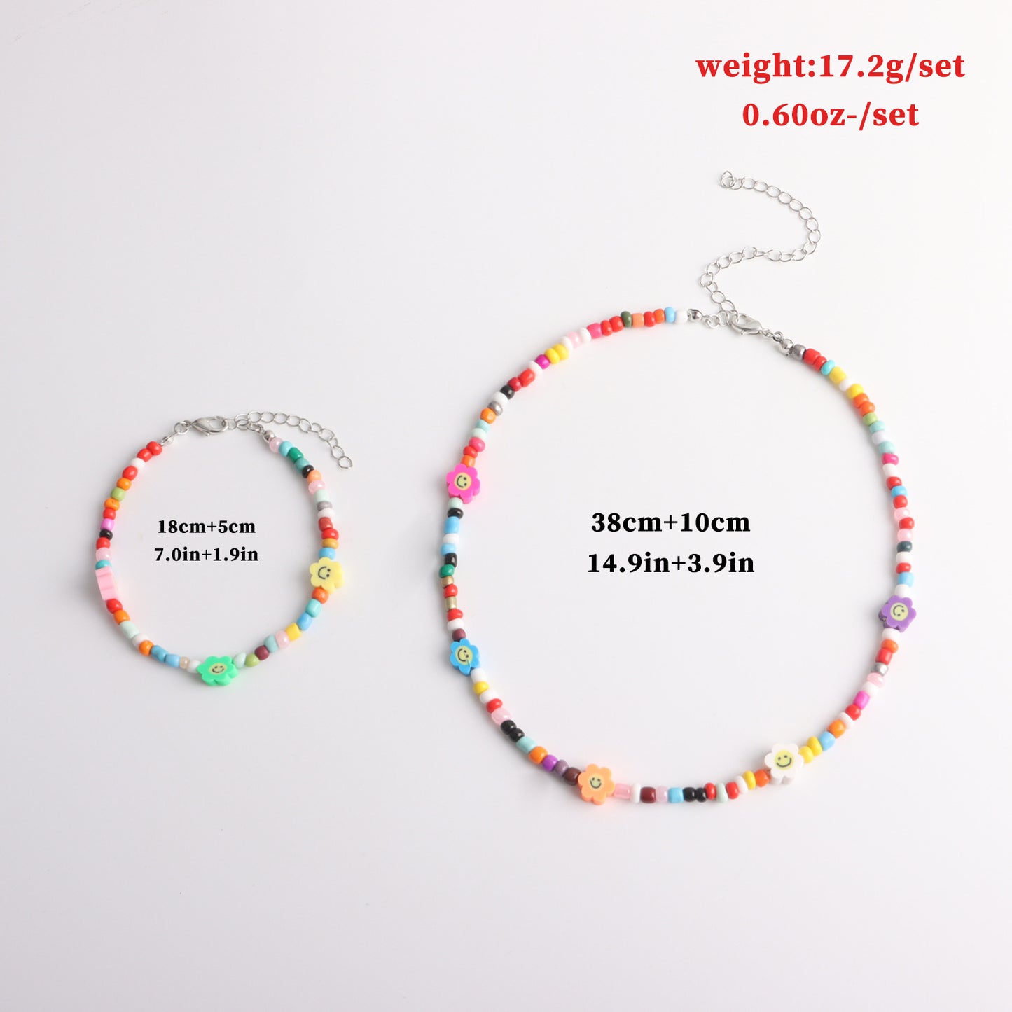 Women's Resin Polymer Clay Smiley Face Bead Fashion Color Necklace