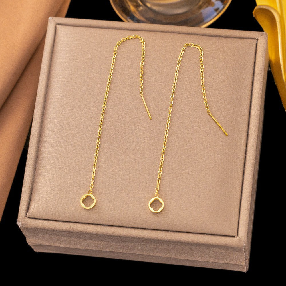 Steel Tassel Niche Design Hollow Heart Shaped Love Female Simple Ear Line