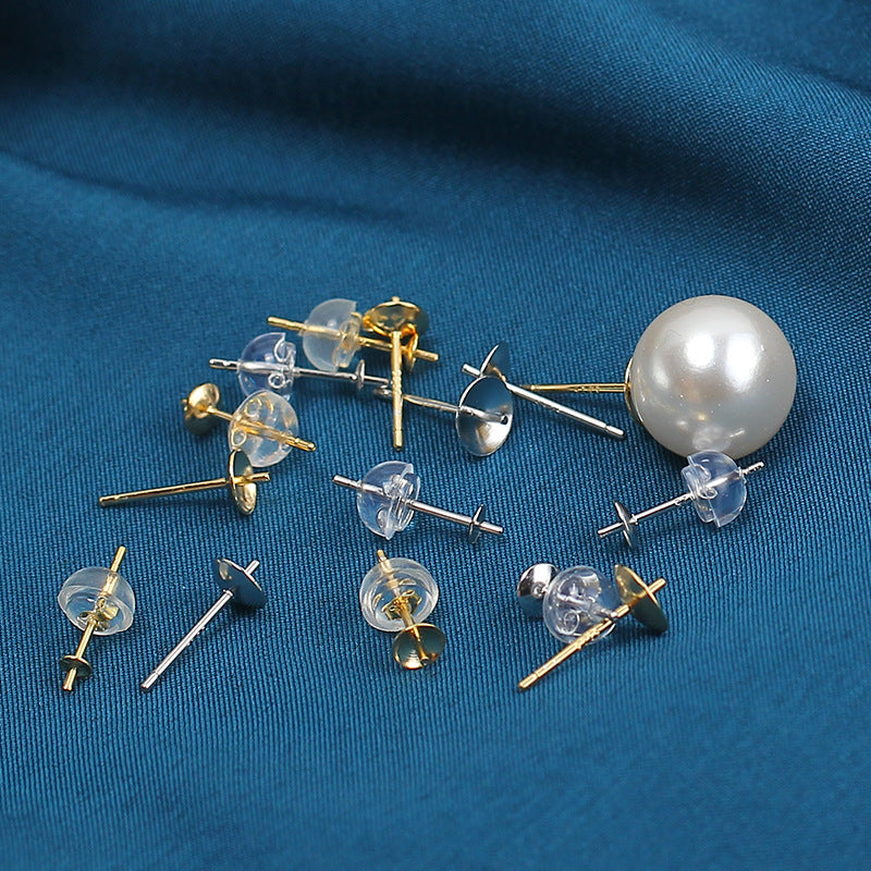 Sterling Sier White Gold Plated Handmade Stud Earrings