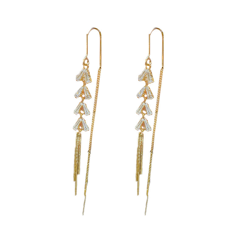 Simple Fashion Exquisite High-grade Zircon Tassel Trendy Korean Style Rings