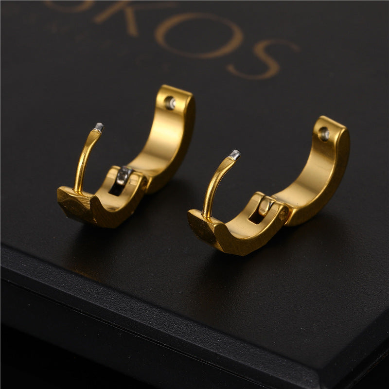 Men's Diamond Double-sided Clip Finishing Polish Stainless Steel Bone High-grade Ear Buckle