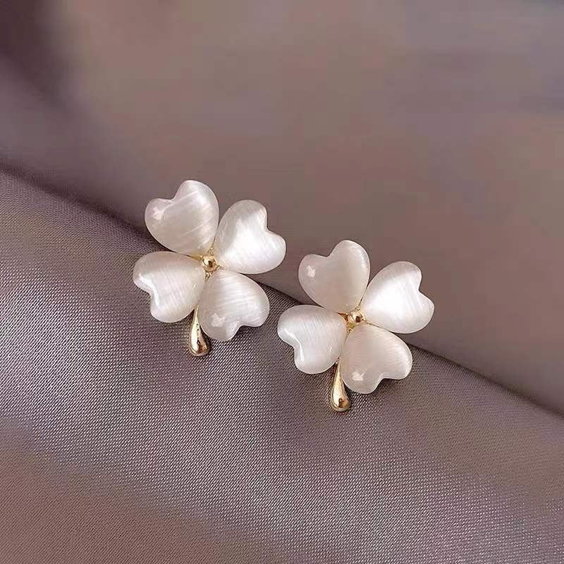 Women's Sier Needle Korean Style French Temperamental Pearl Earrings