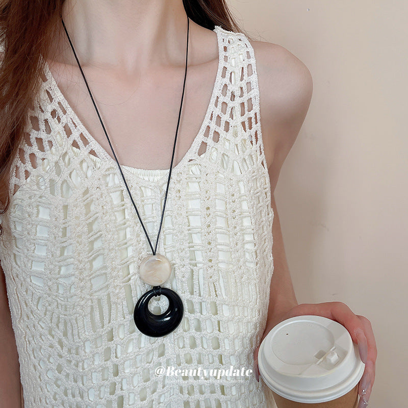 Ethnic Style Artificial Leather Beaded Niche Design Clavicle Chain Necklaces