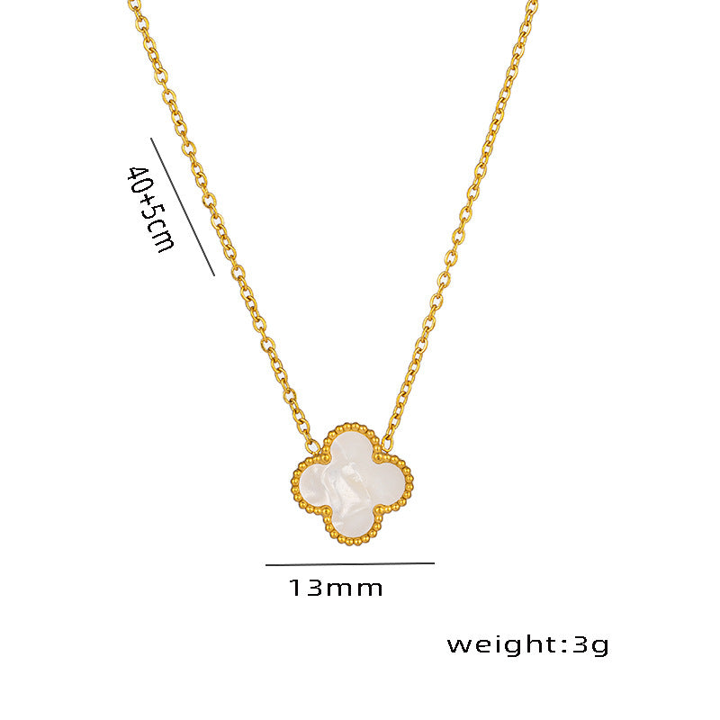 Lucky Double-sided Clover Titanium Steel Gold Simple Light Necklaces