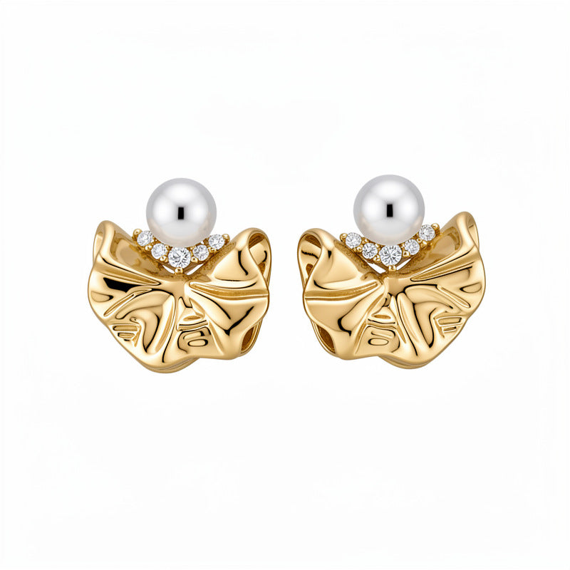Flower Pearl Korean Style Beautiful Fashion Light Luxury Earrings