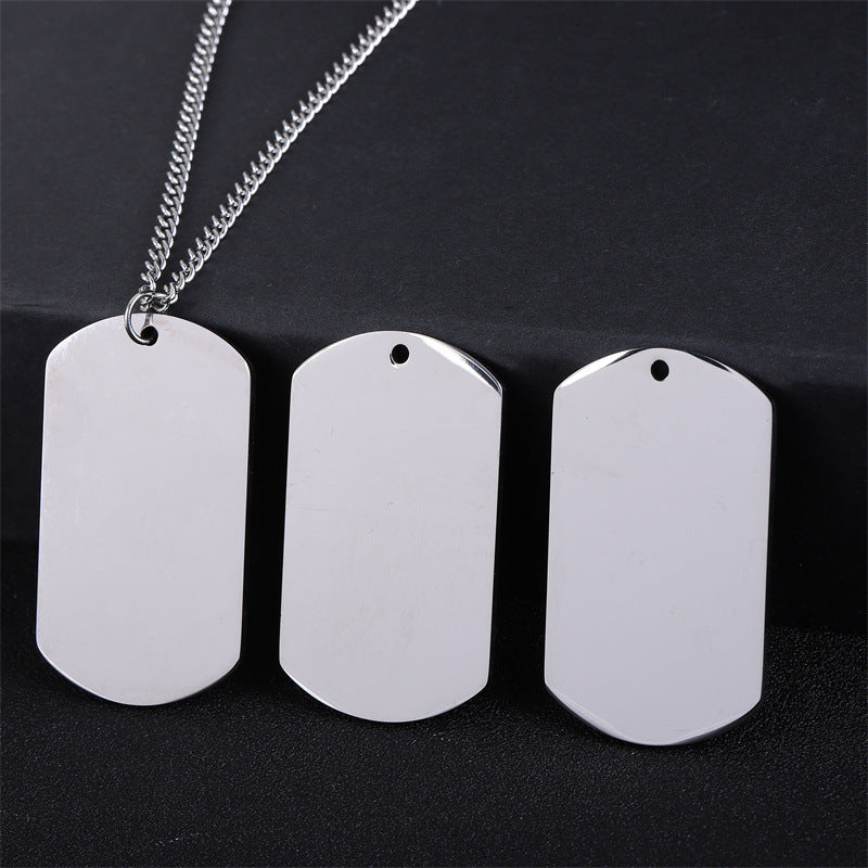 Men's Steel Dog Tag Titanium Blank Hang Pendants