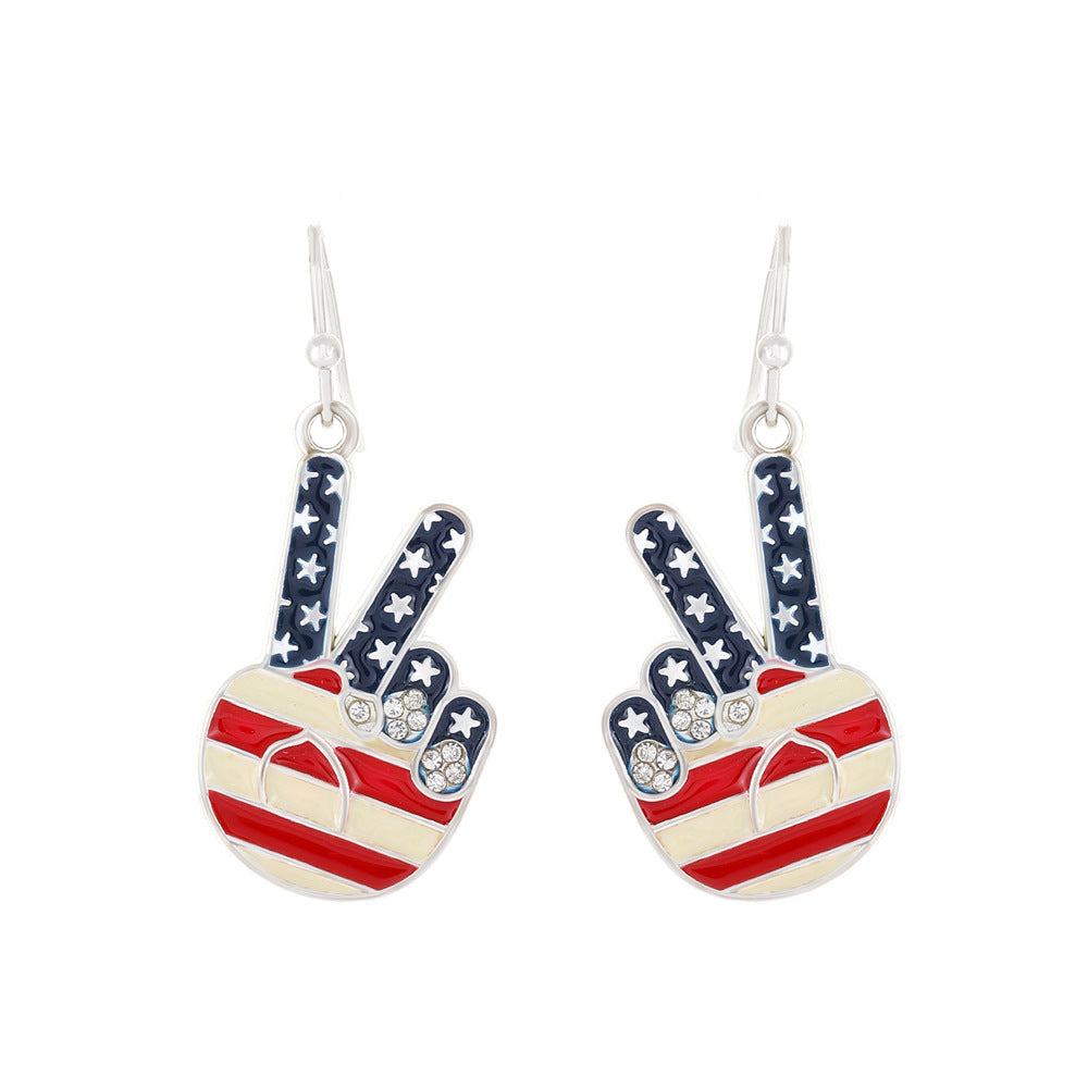 Women's Carnival Party Stars Stripes National Flag With Stud Earrings