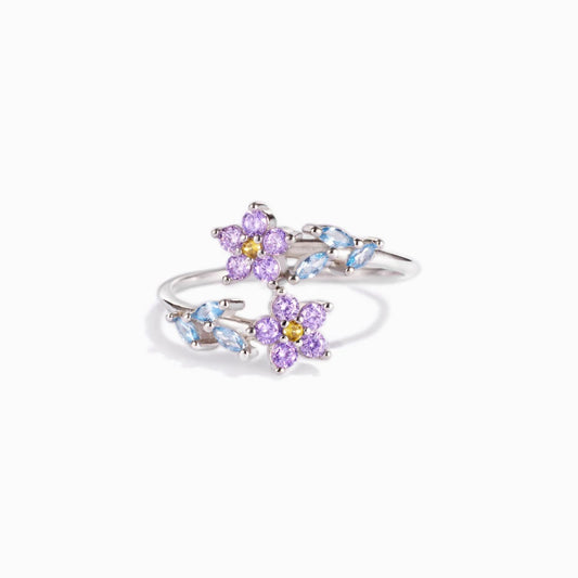 Sterling Sier Flowers Leaves Female Simple Fashion Ring
