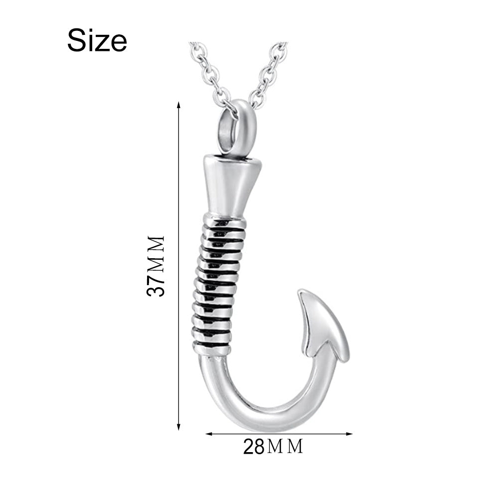 Stainless Steel Fishhook Shape Commemorative Ashes Pendants