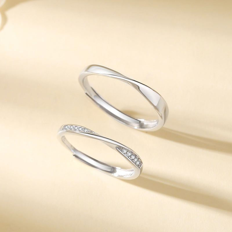 Women's & Men's Mobius Strip Couple Sterling Sier Pair Fashion Rings