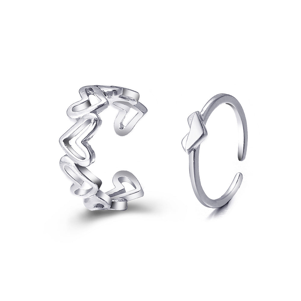 Hollow Heart Set Creative Elegant Niche Style Rings