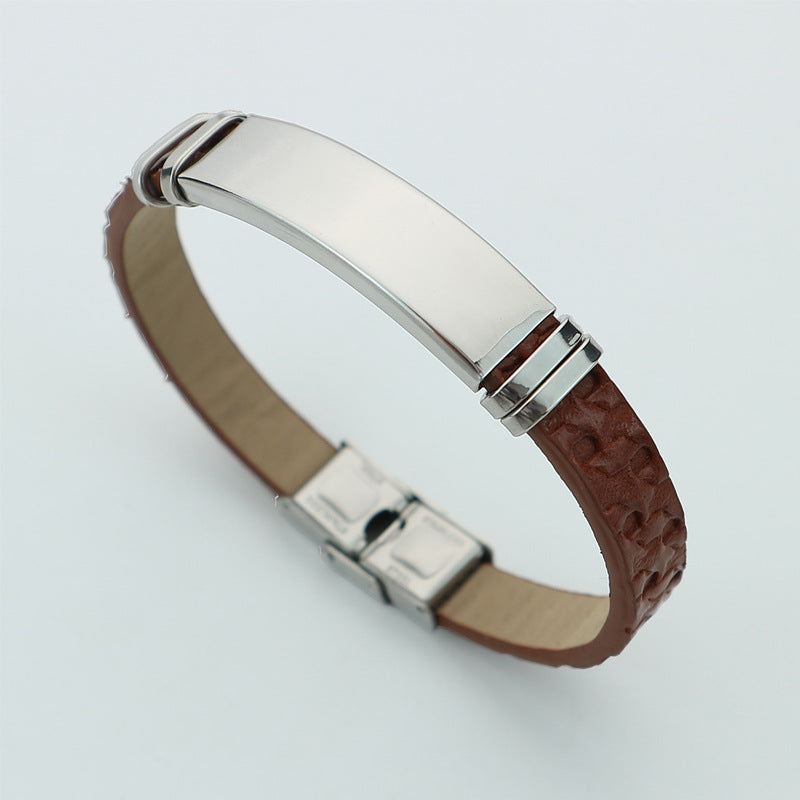 Korean Style High-grade Artificial Leather Stainless Steel Bracelets