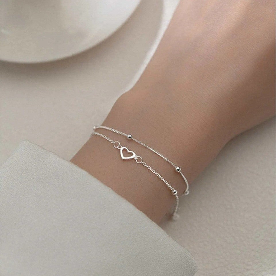 Delicate Heart Elegant Double Layer Clip Bracelets