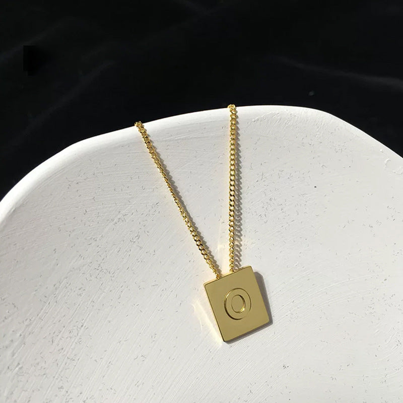 Letter Square Plate English Gold Female Clavicle Necklace