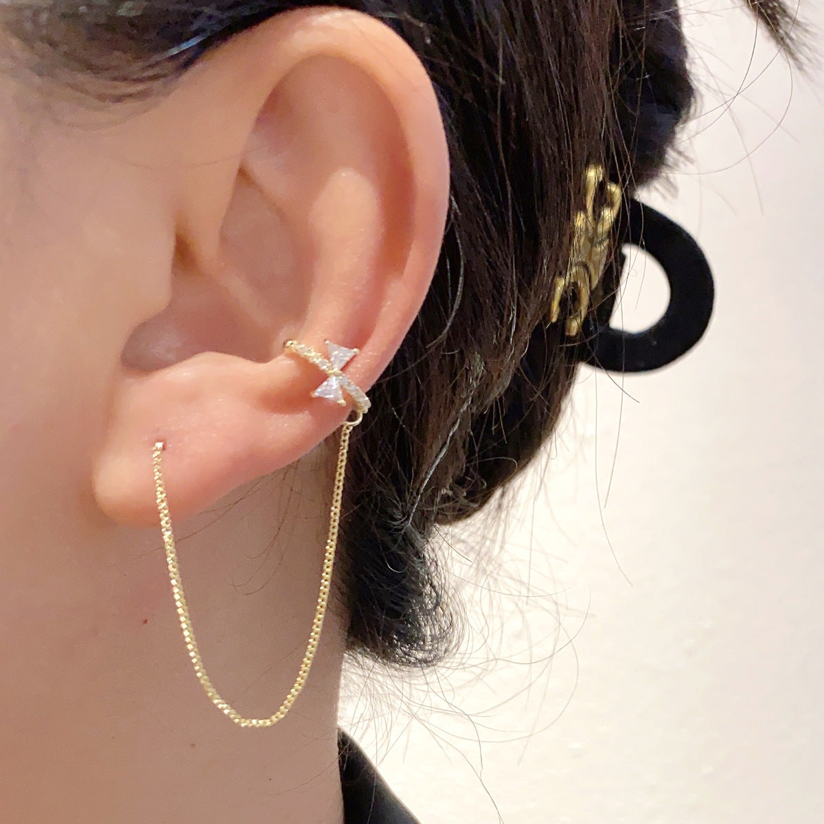 Bow Clip One-piece Tassel Simple Cold Rings