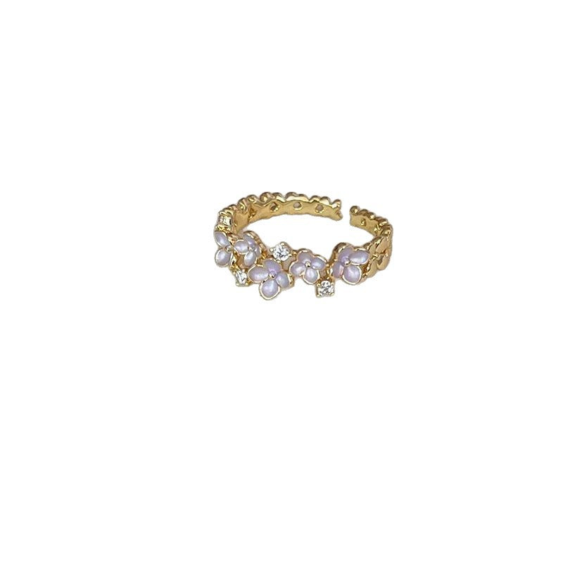 Drip Glazed Butterfly Flower Female Design Fashion High Sense Ring