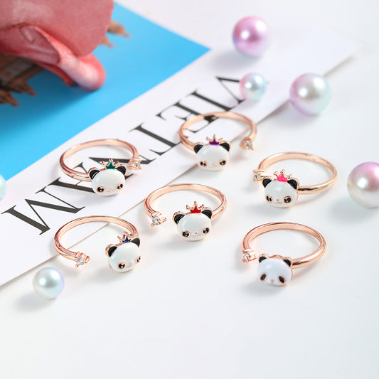 Panda Spinning Creative Opening Adjustable Index Finger Ring