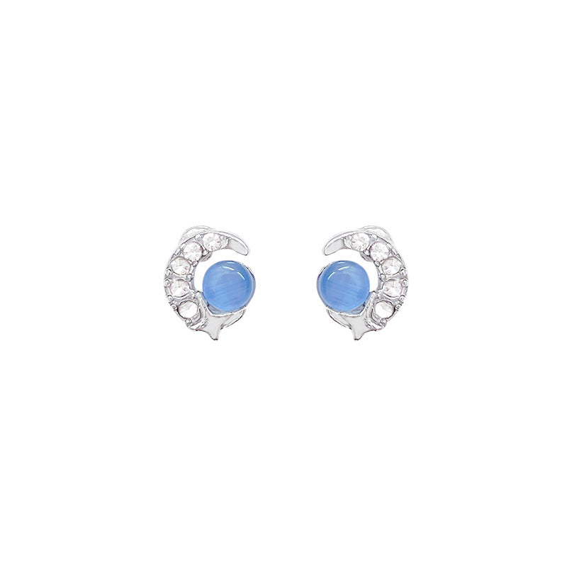 Series Mini Blue Zircon Female Niche Advanced Earrings