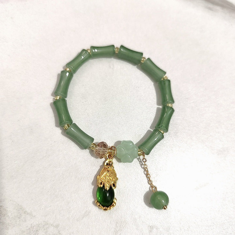 Aventurine Peace Buckle Bamboo Fresh Chinese Style Clover Bracelets