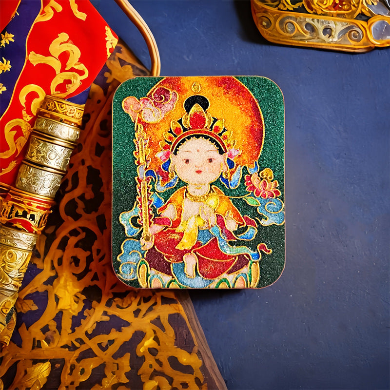 Brass Five Master Buddha Hand Painted Pendants