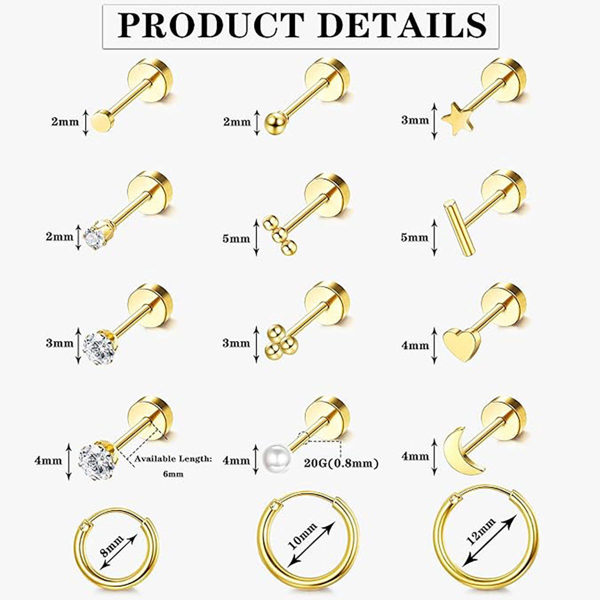 Trendy Fashion Shining No Need To Take Stud Earrings