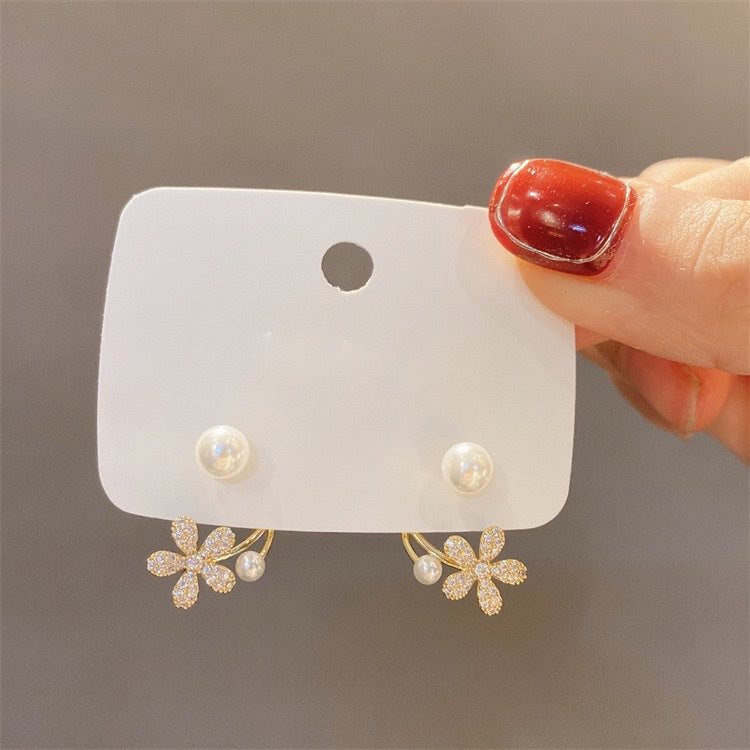Diamond Flower Niche Temperamental Personalized Advanced Design Stud Earrings