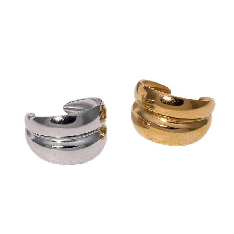 Steel Fashion Simple Classic Retro Gold Ring