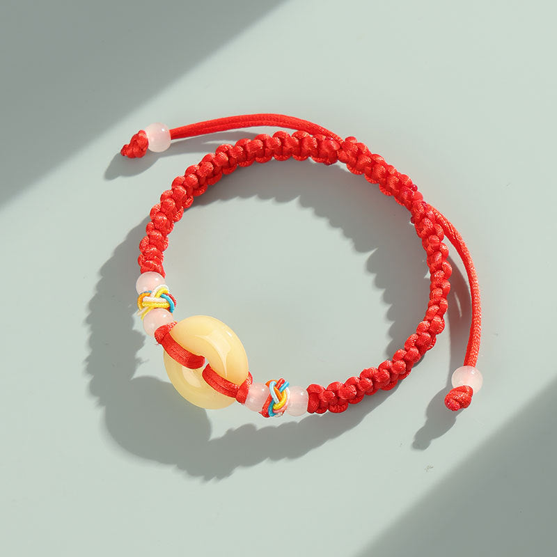 Women's & Men's Jade Peace Buckle Hand-woven Couple Stall Hand Bracelets