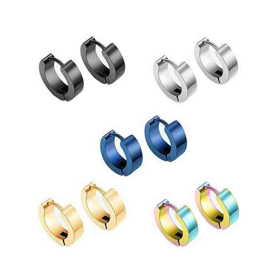 Color Suit Stainless Steel Male Dumbbell Earrings