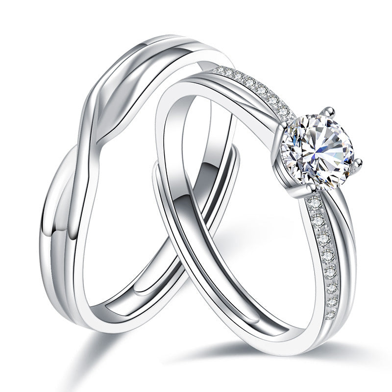 Sier Shining Mobius Couple Pair Design Rings