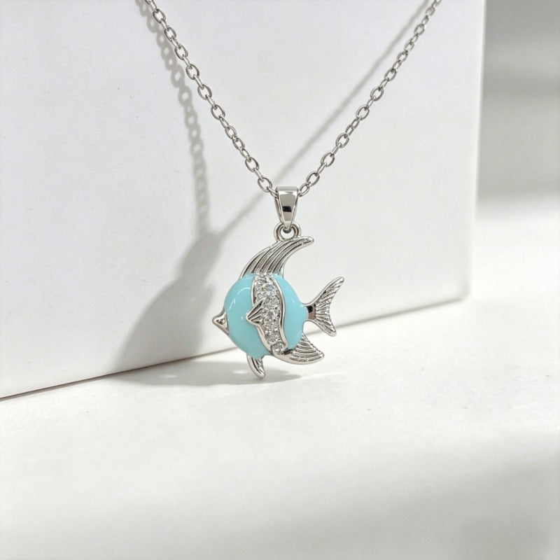 Luxury Copper Micro Female Swan Love Ocean Series Necklace