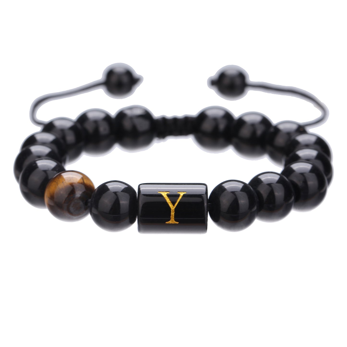 Live Streaming Black Agate Beads Male Letter Bracelets