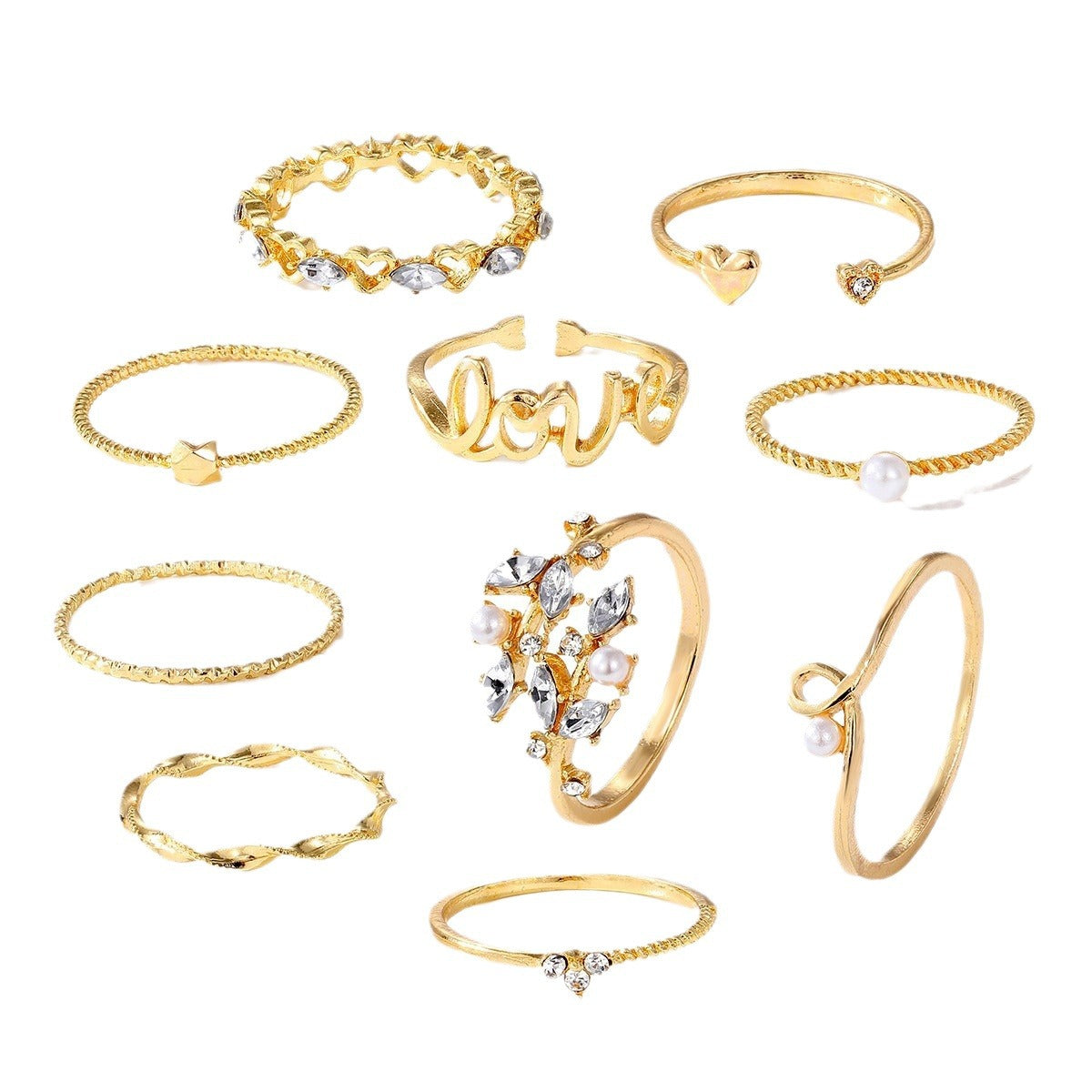 Star Moon Love Leaf Set Female Light Luxury High-grade Rings