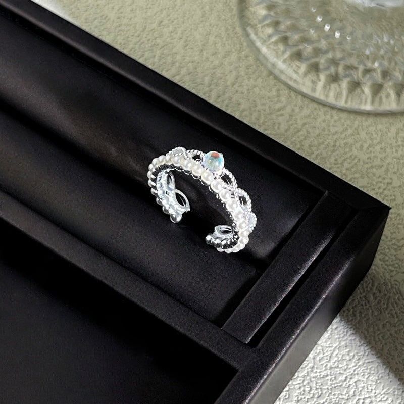 Sweet Style Niche Design Butterfly Flower Female Lace Hollow Out Ring