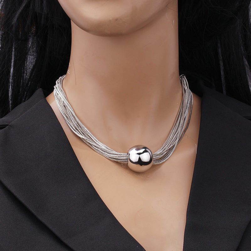 Ornament Exaggerated Large Cylindrical Clavicle Hip Necklaces