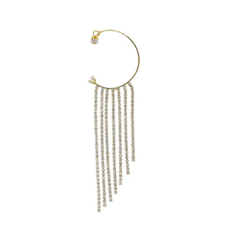 Tassel Ear Without Pierced Ears Female Temperament Cold Diamond Stud Earrings