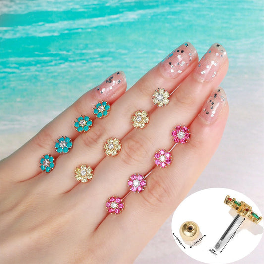 Style Retro Two-color Flower Ear Bone Gold Rings