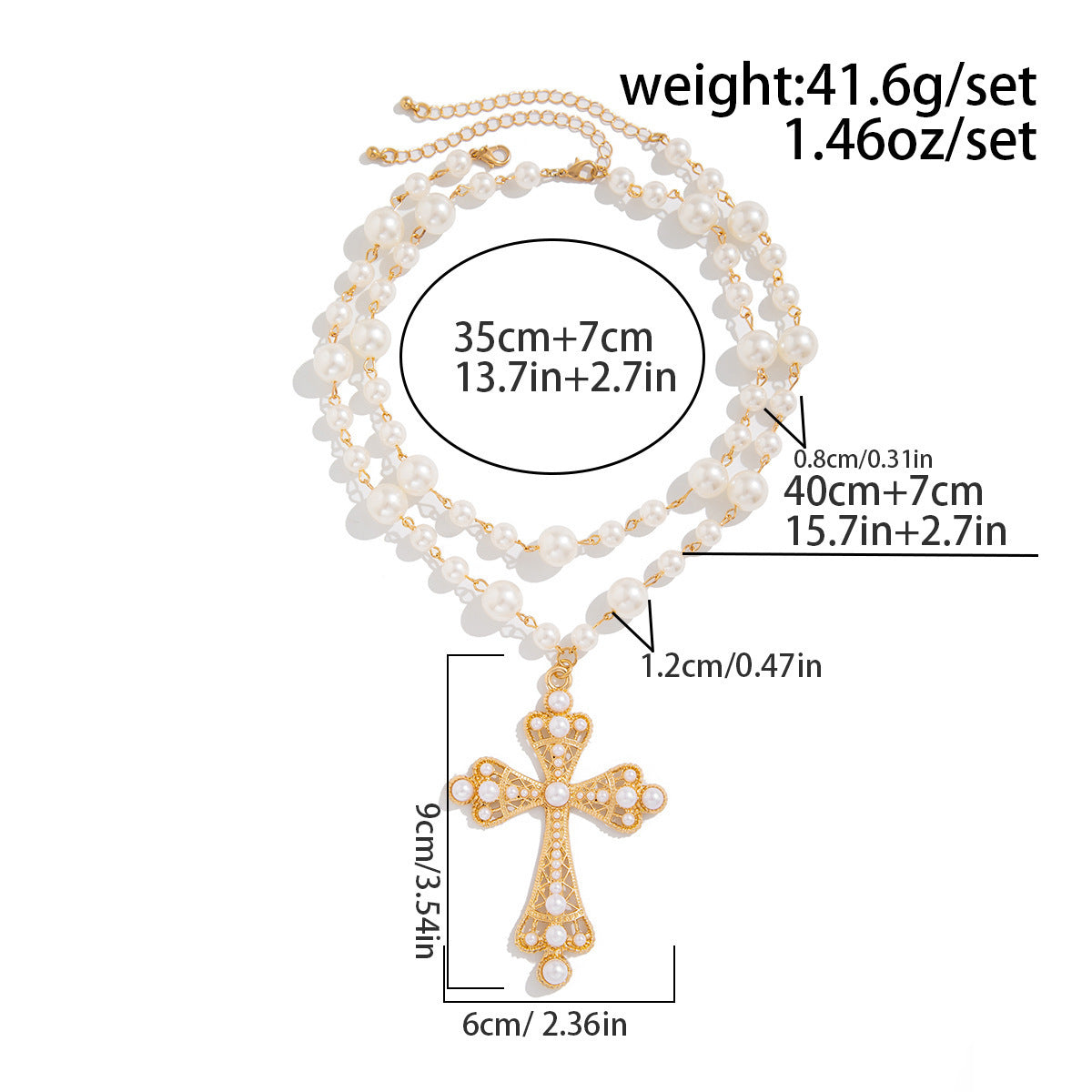 Hip Hop Cross Stitching Imitation Pearl Clavicle Necklaces