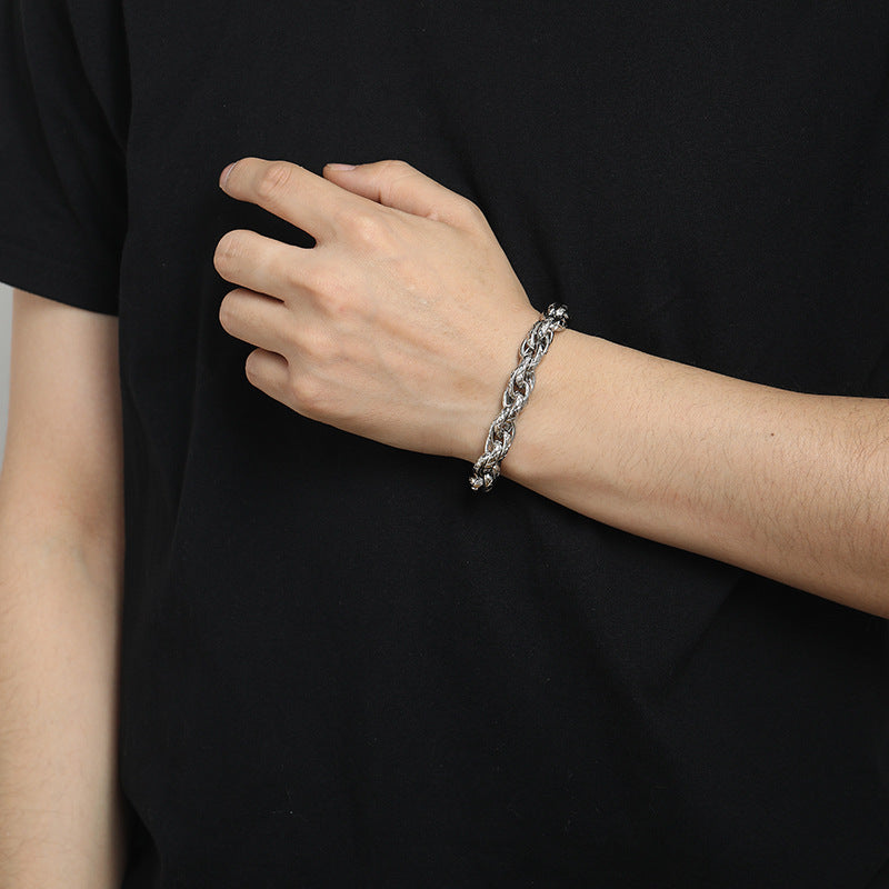 Women's & Men's Twist Titanium Steel Simple Buckle Fashion Hand-woven Bracelets