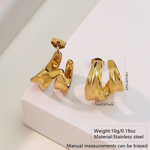 Steel Geometric French Retro Personality Titanium Earrings