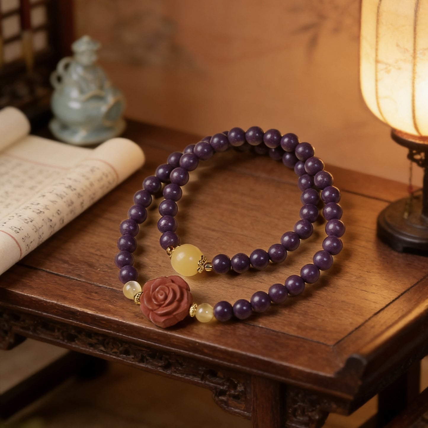 Natural Combination Aromatic Beads Traditional Chinese Medicine Rose Double Bracelet